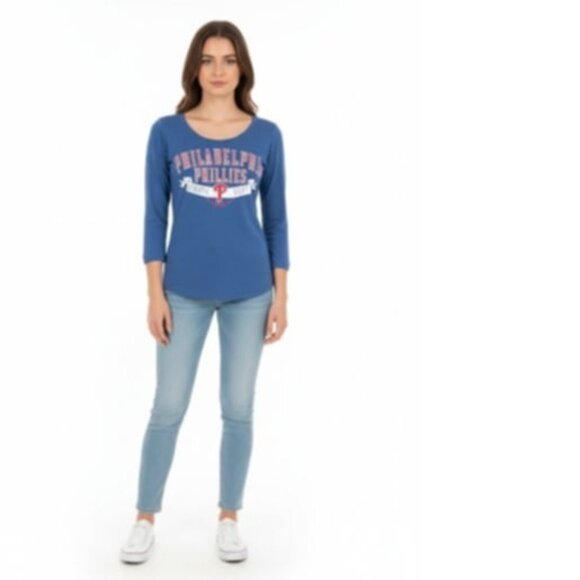 Women's Philadelphia Phillies 3/4 Sleeve Tee Shirt NWT - Picture 1 of 1